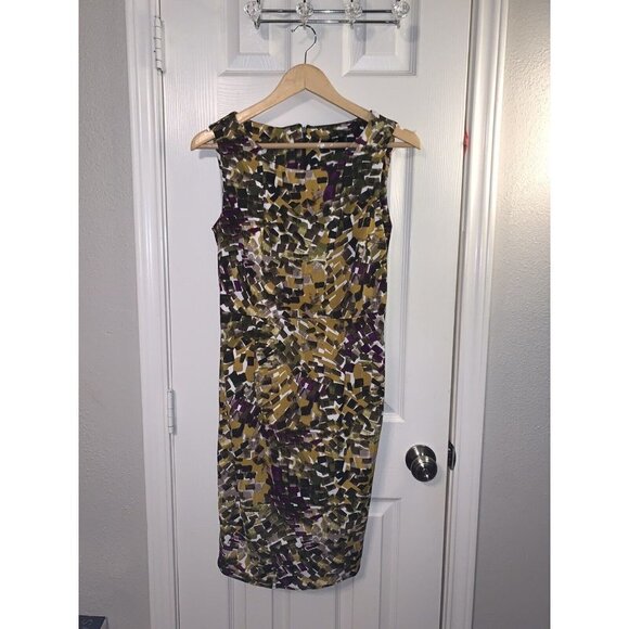 Premise Multicolored Abstract Pattern Business Casual Sleeveless Dress Size 4 - Picture 2 of 10